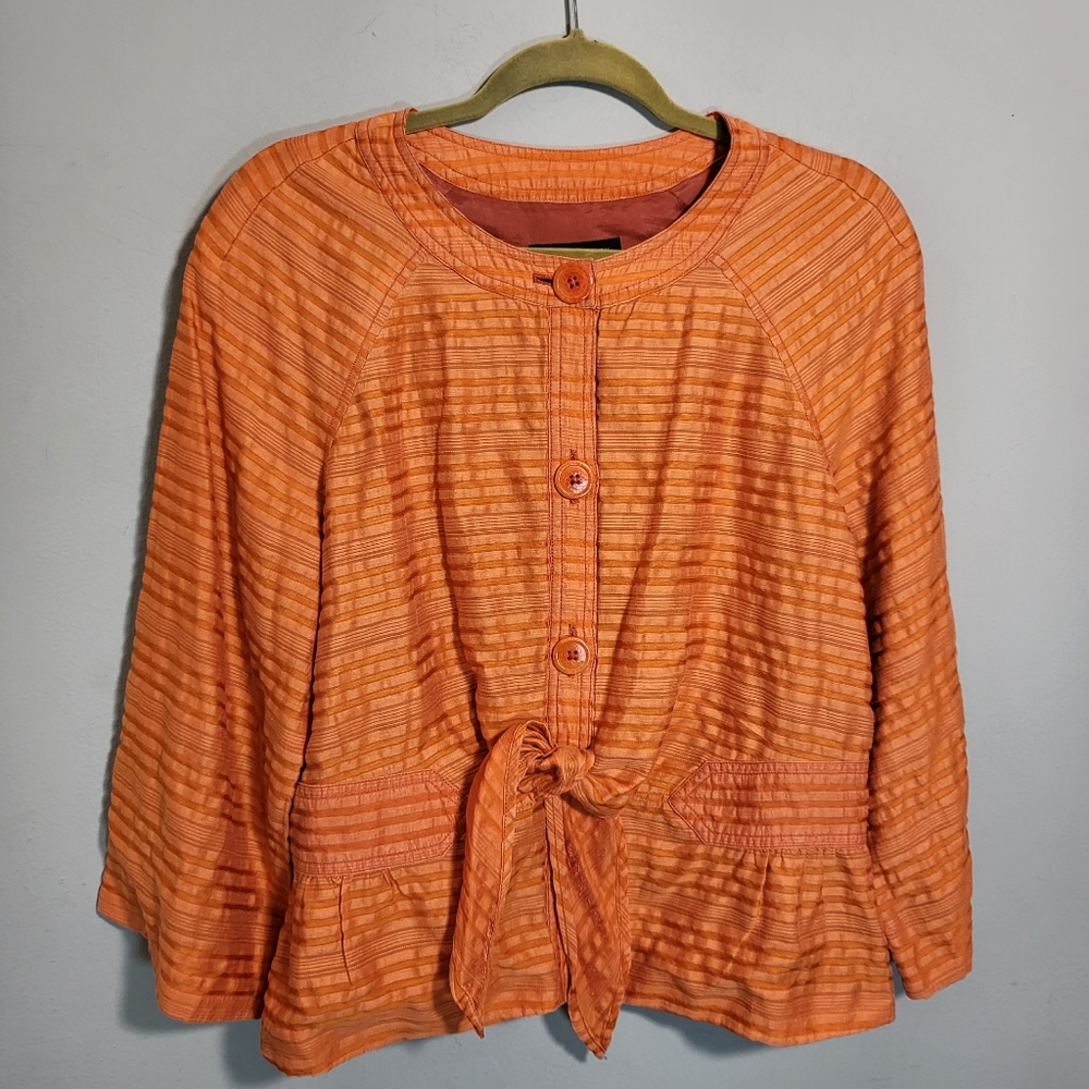 JONES NEW YORK Blazer | Linen Blend | Golden Orange | Waist tie | size L